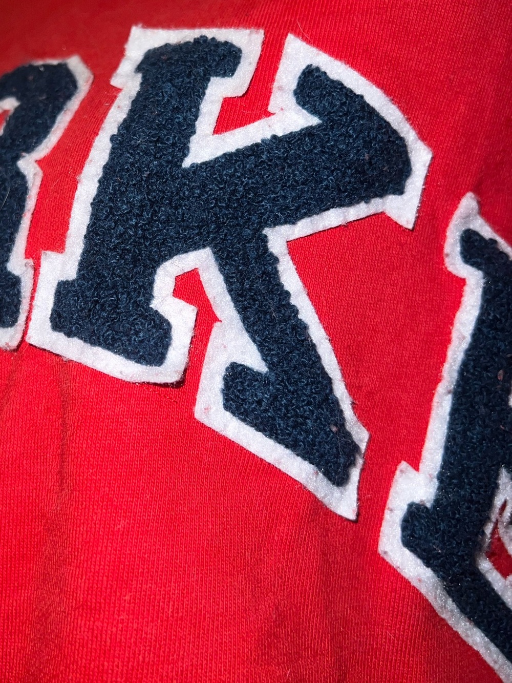 Red Varsity Mock Neck Sweatshirt Navy Blue Logo Size S/M - Picture 8 of 10